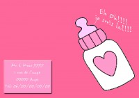 Faire part de naissance simple rose